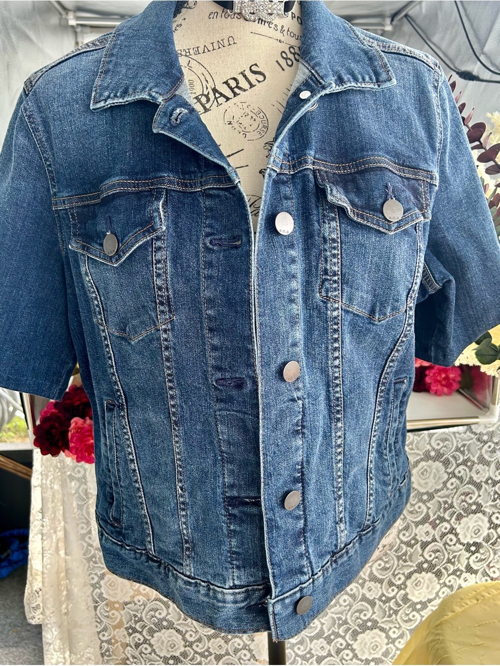 preppy nautical coastal vibes boho a.n.a Blue Denim Jacket Short Sleeve